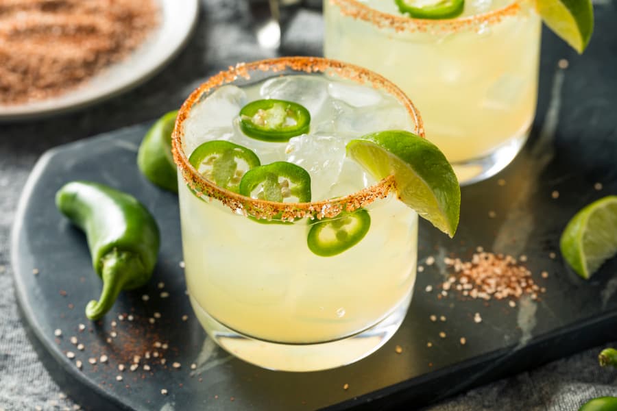 A spicy margarita with jalepenos.