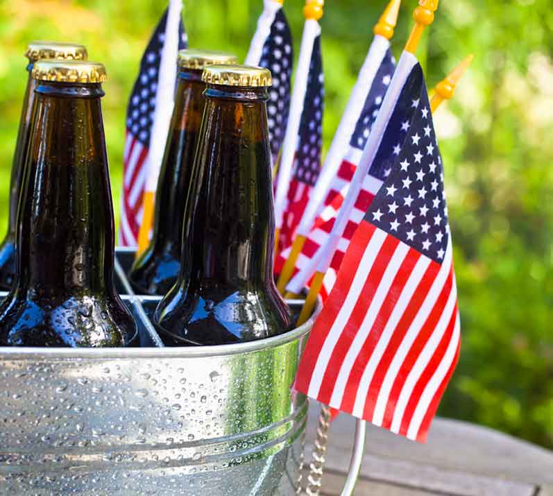 Beer And American Flags.
